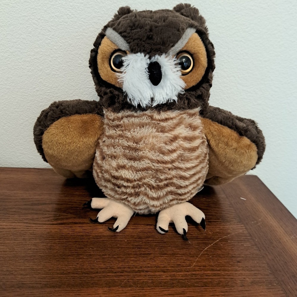 Wild Republic Great Horned Owl Plush Stuffed Animal Bird Brown 10 Inch